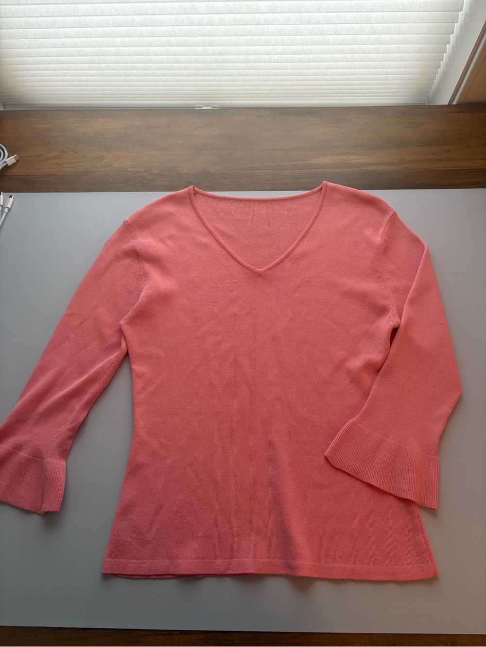 Coral V-Neck Knit Top